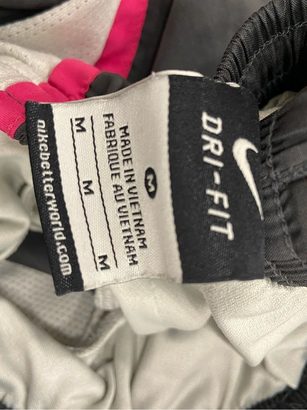 Nike Black Shorts with Pink Trim and White Accents
